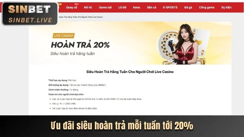 Các chương trình khuyến mãi Sinbet